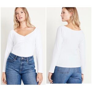 🆕 NWT Old Navy Cinched Rib-Knit Top in White